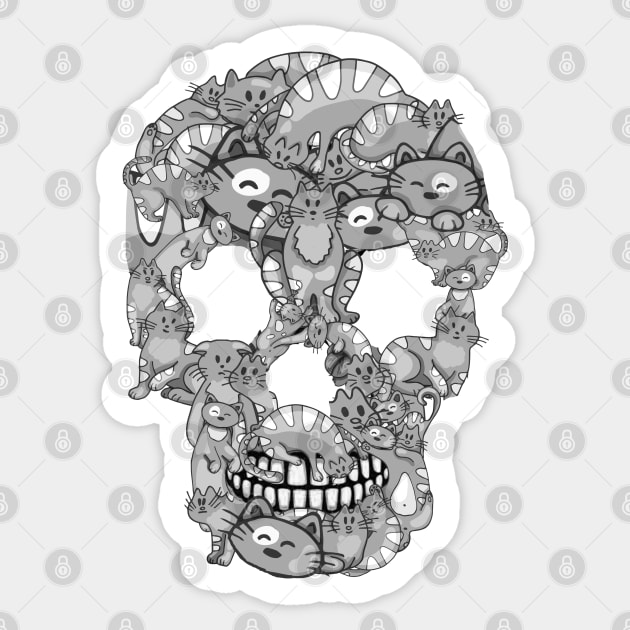 Cat Skull Kitty Skeleton Halloween Costume Gift Idea Sticker by Studio Hues
